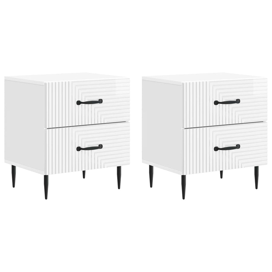 Nachtkastje met lade 2 pcs Hoogglans Wit 43 x 34,5 x 47,5 cm