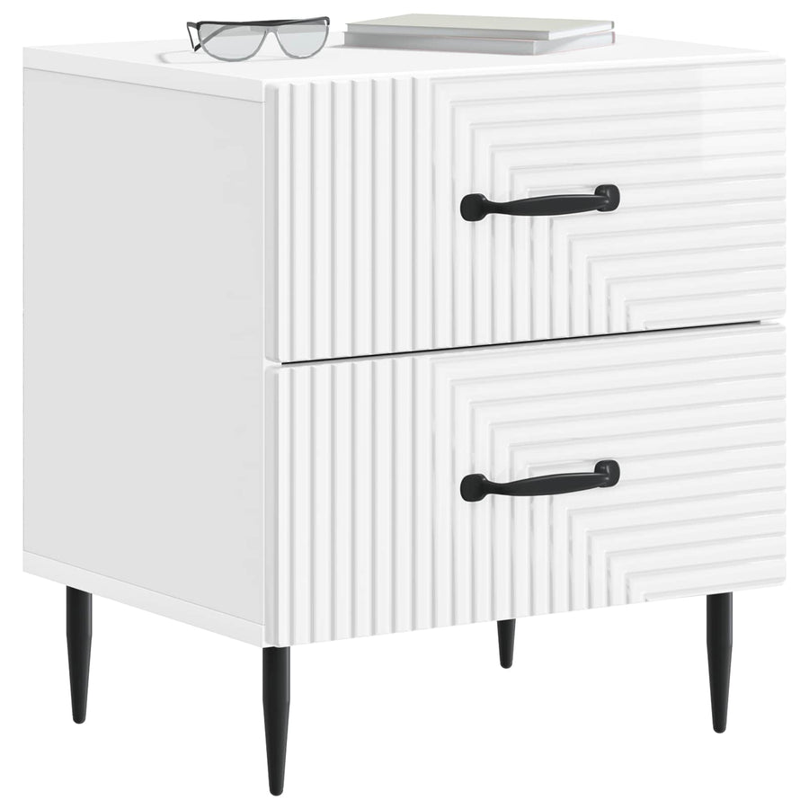 Nachtkastje met lade 2 pcs Hoogglans Wit 43 x 34,5 x 47,5 cm