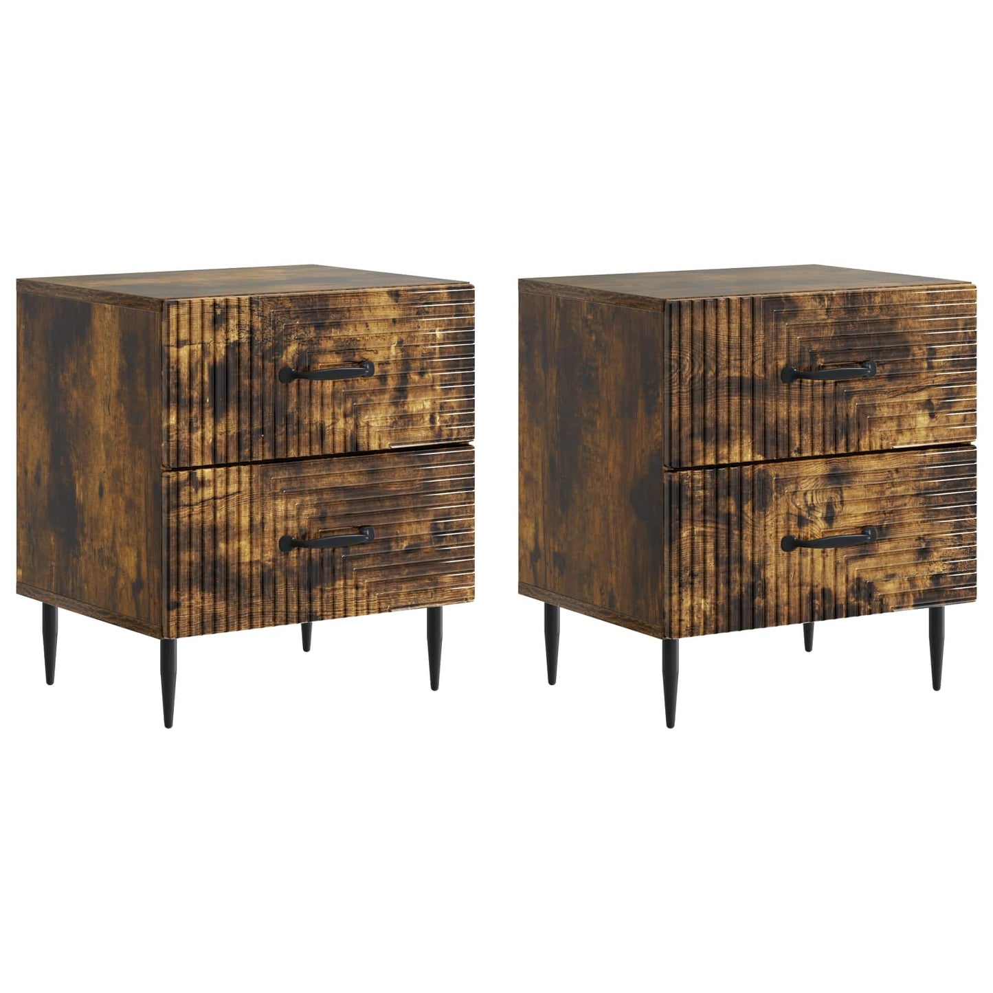 Nachtkastje met lade 2 pcs Gerookt eiken 43 x 34,5 x 47,5 cm