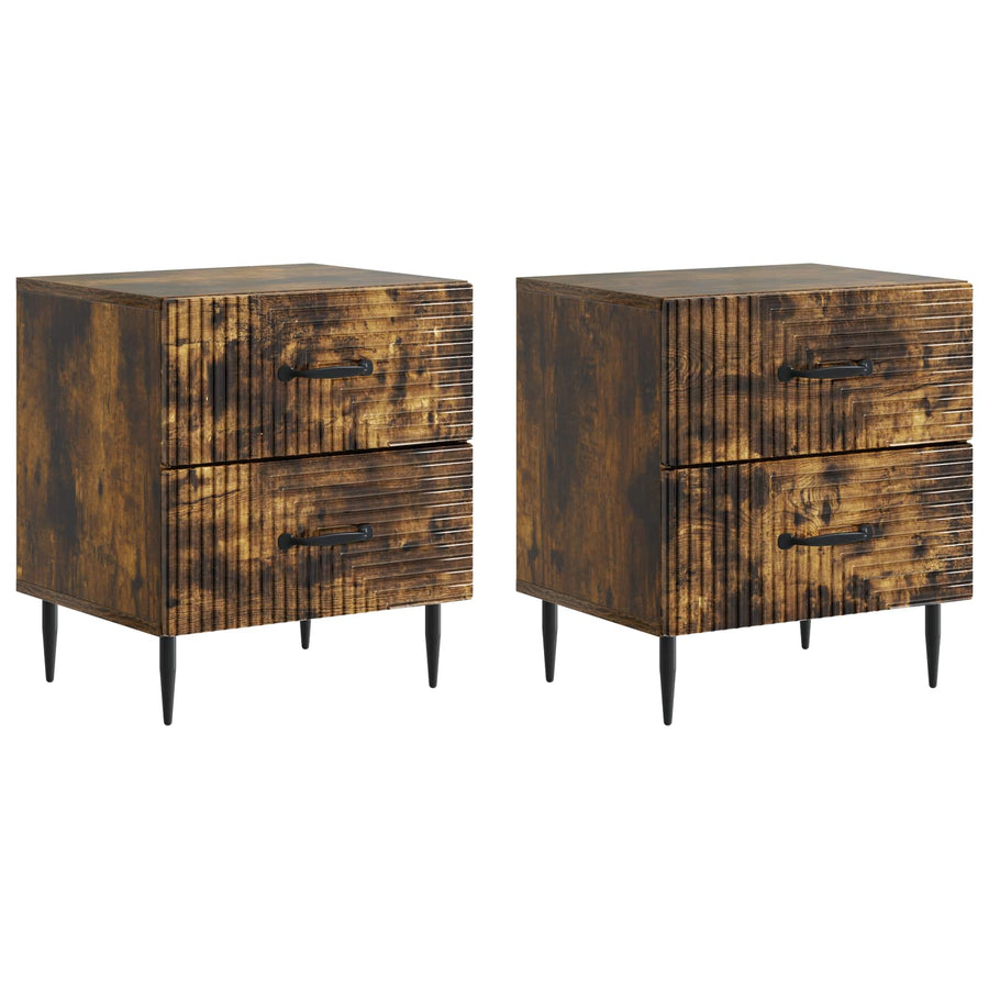 Nachtkastje met lade 2 pcs Gerookt eiken 43 x 34,5 x 47,5 cm