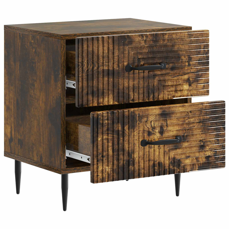 Nachtkastje met lade 2 pcs Gerookt eiken 43 x 34,5 x 47,5 cm