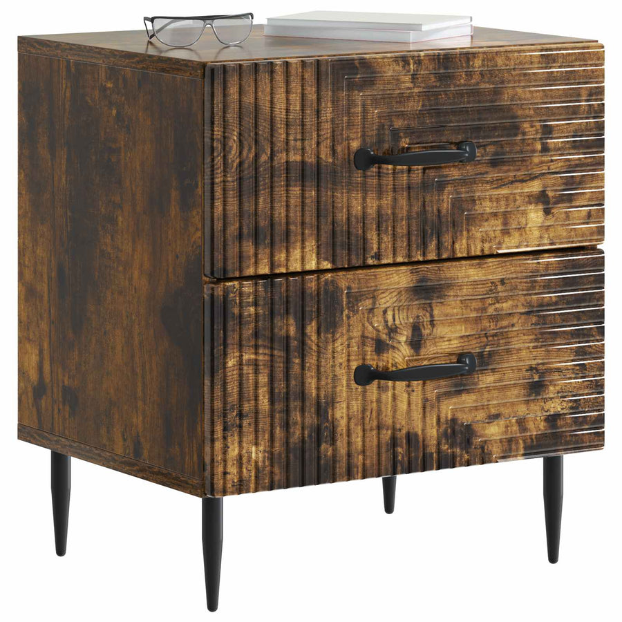 Nachtkastje met lade 2 pcs Gerookt eiken 43 x 34,5 x 47,5 cm