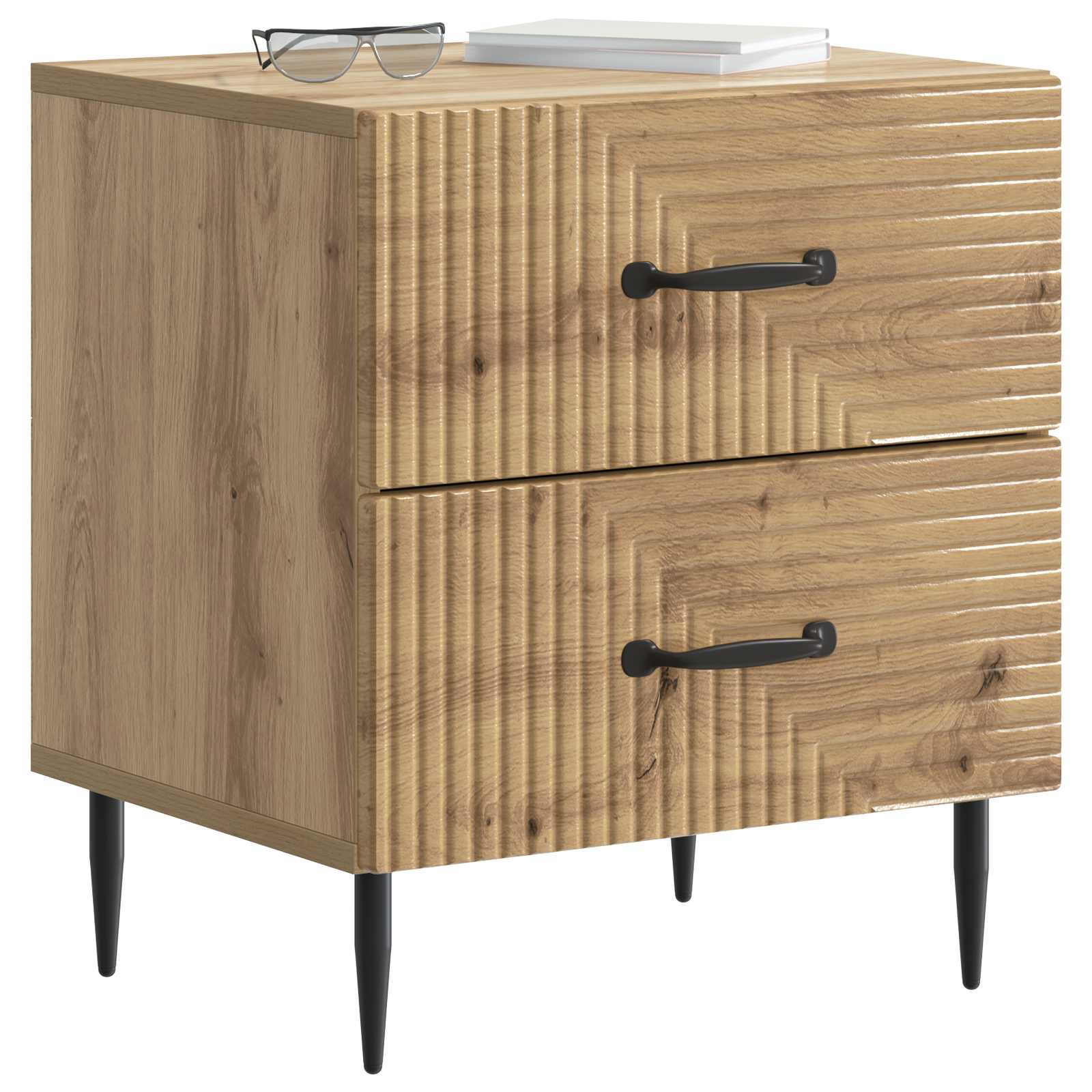 Nachtkastje Artisanaal eiken 43 x 34,5 x 47,5 cm Bewerkt hout