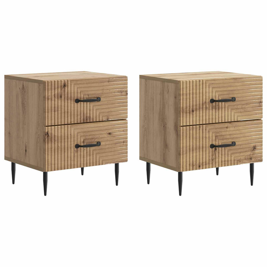 Nachtkastje met lade 2 pcs Artisanaal eiken 43 x 34,5 x 47,5 cm