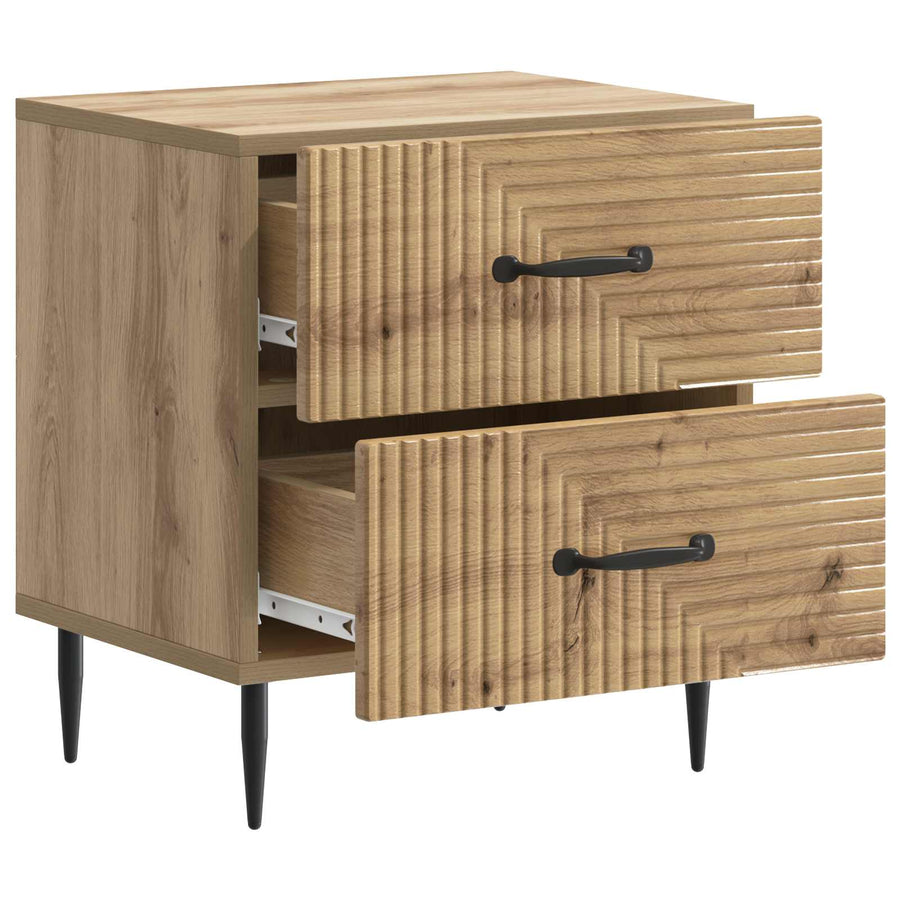 Nachtkastje met lade 2 pcs Artisanaal eiken 43 x 34,5 x 47,5 cm