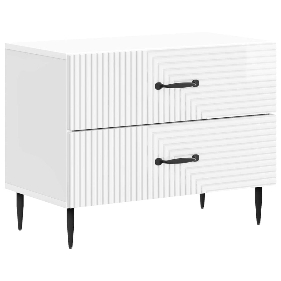Nachtkastje Hoogglans Wit 62 x 34,5 x 47,5 cm Bewerkt hout