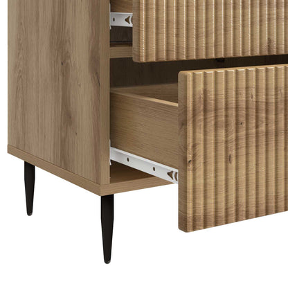 Nachtkastje Artisanaal eiken 62 x 34,5 x 47,5 cm Bewerkt hout