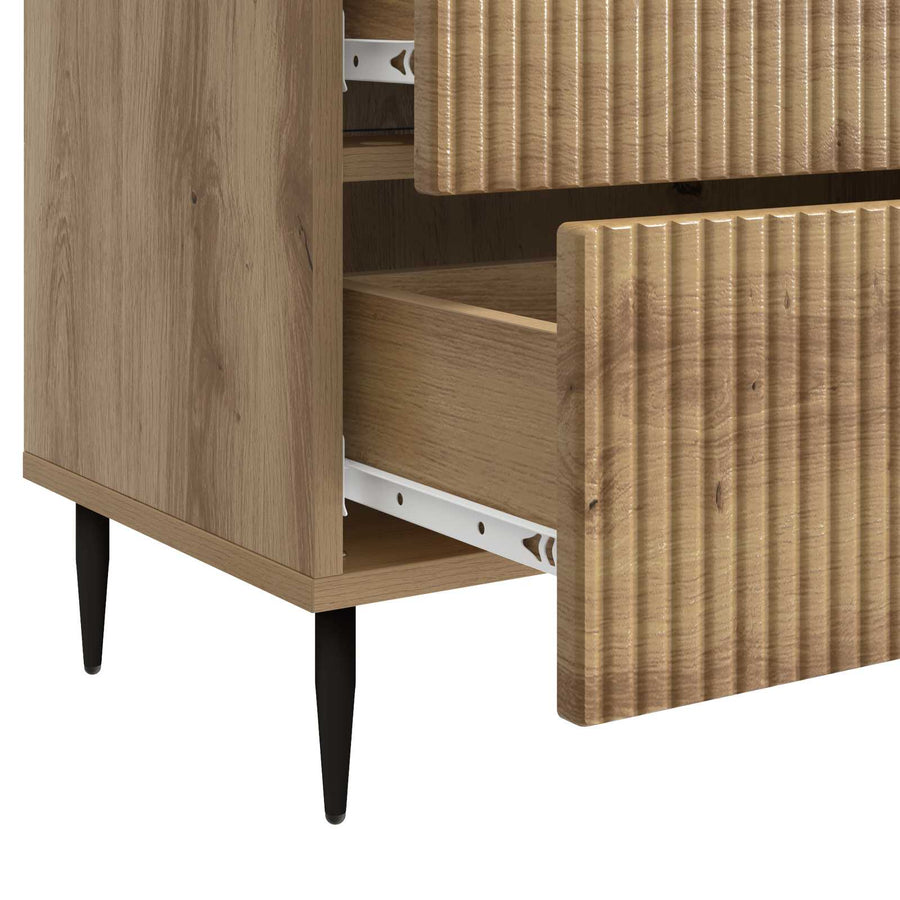 Nachtkastje Artisanaal eiken 62 x 34,5 x 47,5 cm Bewerkt hout