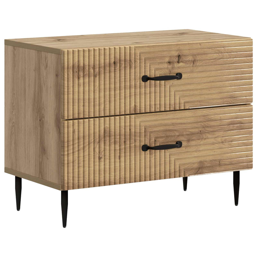 Nachtkastje Artisanaal eiken 62 x 34,5 x 47,5 cm Bewerkt hout