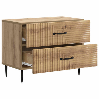 Nachtkastje Artisanaal eiken 62 x 34,5 x 47,5 cm Bewerkt hout