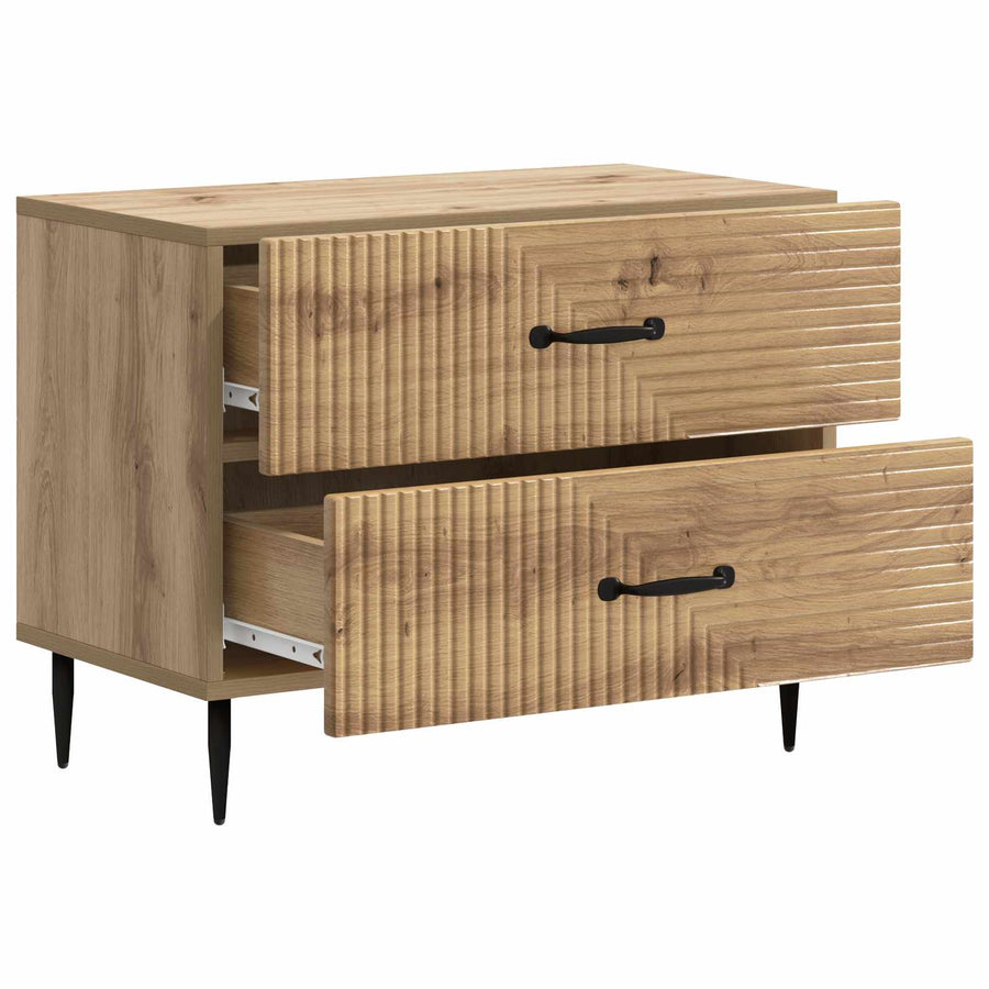 Nachtkastje Artisanaal eiken 62 x 34,5 x 47,5 cm Bewerkt hout