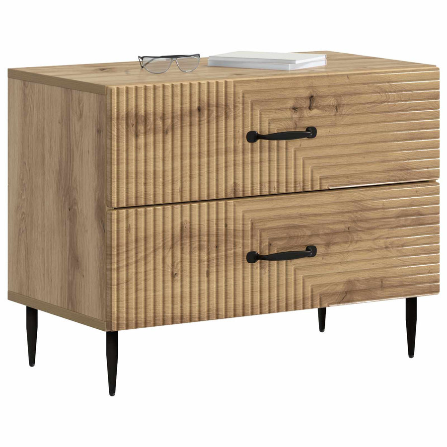 Nachtkastje Artisanaal eiken 62 x 34,5 x 47,5 cm Bewerkt hout