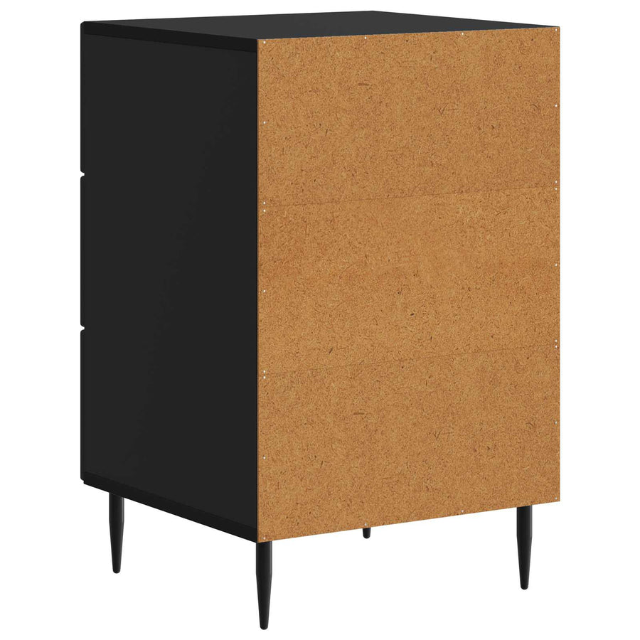 Nachtkastje met lade Zwart 43 x 41 x 66,5 cm Bewerkt hout