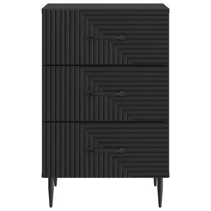 Nachtkastje met lade Zwart 43 x 41 x 66,5 cm Bewerkt hout