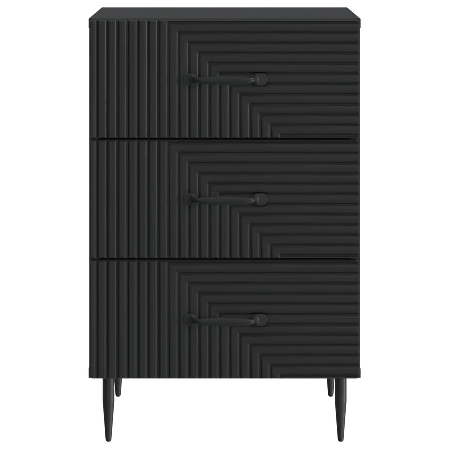 Nachtkastje met lade Zwart 43 x 41 x 66,5 cm Bewerkt hout