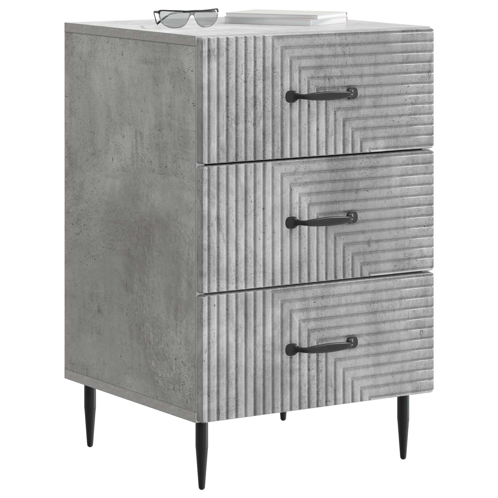Nachtkastje met lade Betongrijs 43 x 41 x 66,5 cm Bewerkt hout