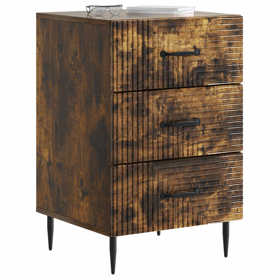 Nachtkastje Gerookt eiken 43 x 41 x 66,5 cm Bewerkt hout
