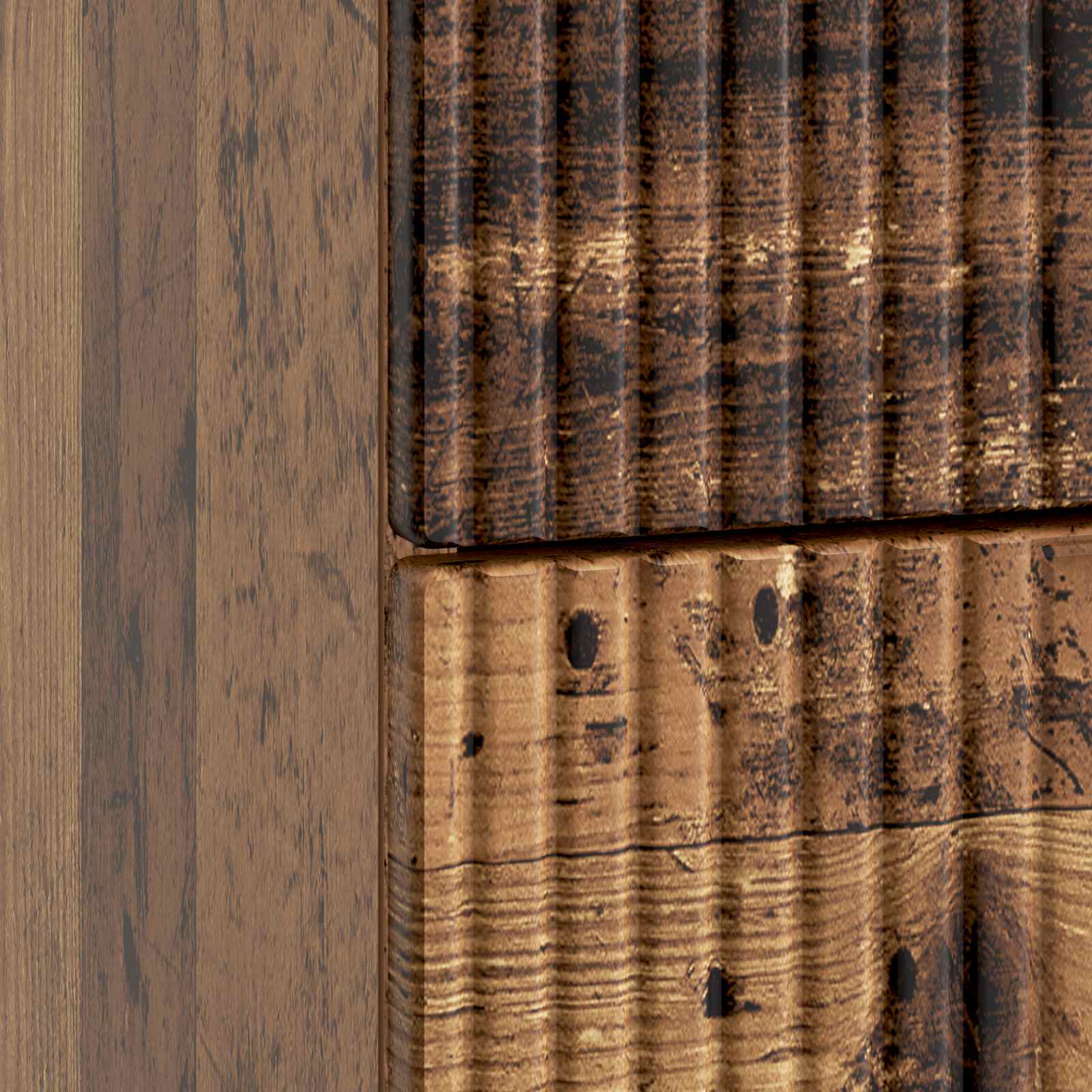 Nachtkastje met lade Oud hout 43 x 41 x 66,5 cm Bewerkt hout