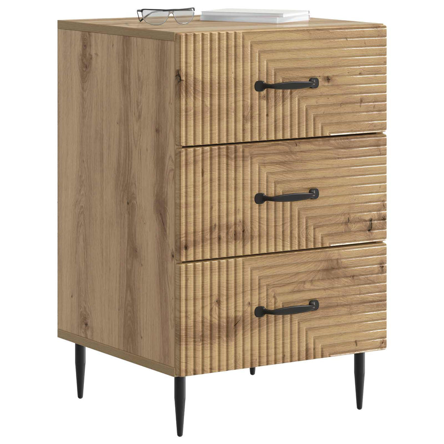 Nachtkastje Artisanaal eiken 43 x 41 x 66,5 cm Bewerkt hout