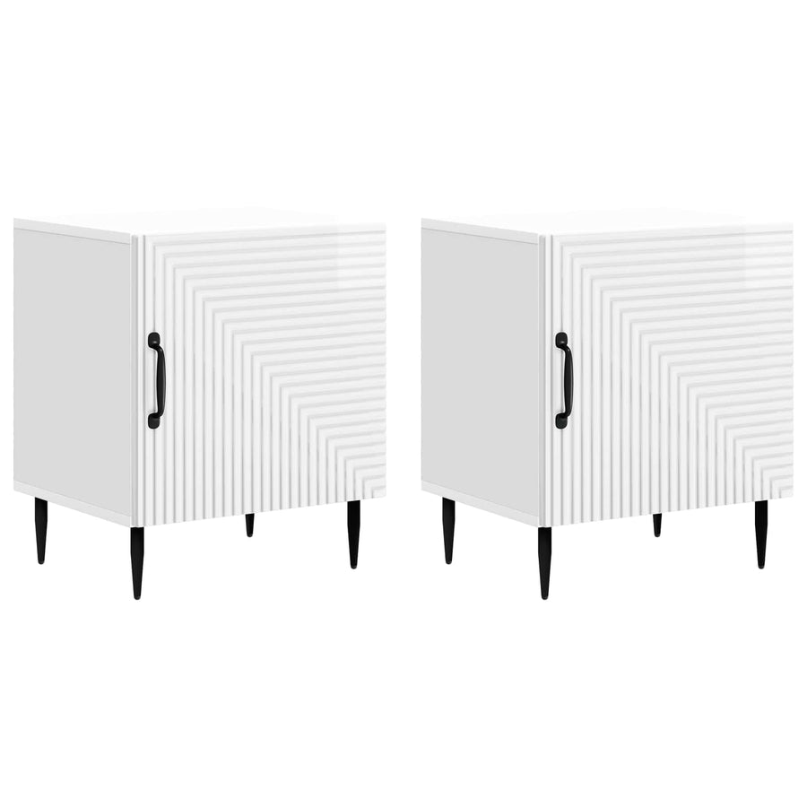 Nachtkastje 2 pcs Hoogglans Wit 43 x 34,5 x 50 cm Bewerkt hout