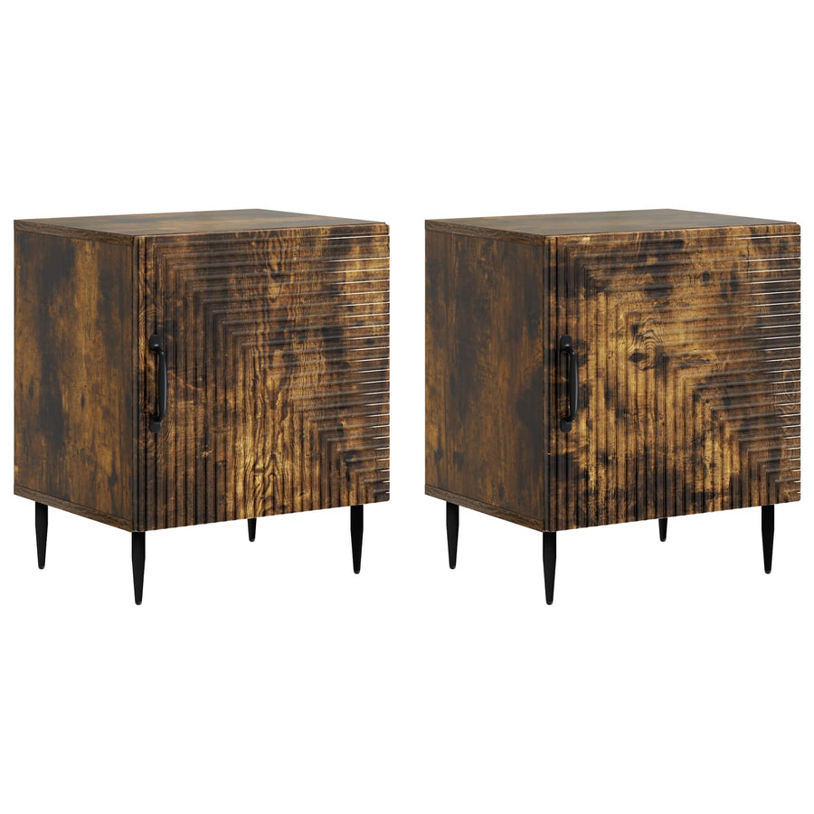 Nachtkastje 2 pcs Gerookt eiken 43 x 34,5 x 50 cm Bewerkt hout