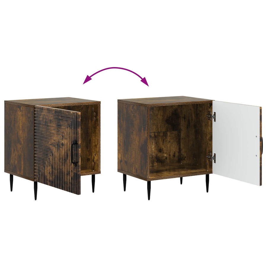 Nachtkastje 2 pcs Gerookt eiken 43 x 34,5 x 50 cm Bewerkt hout