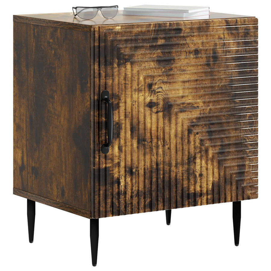 Nachtkastje 2 pcs Gerookt eiken 43 x 34,5 x 50 cm Bewerkt hout