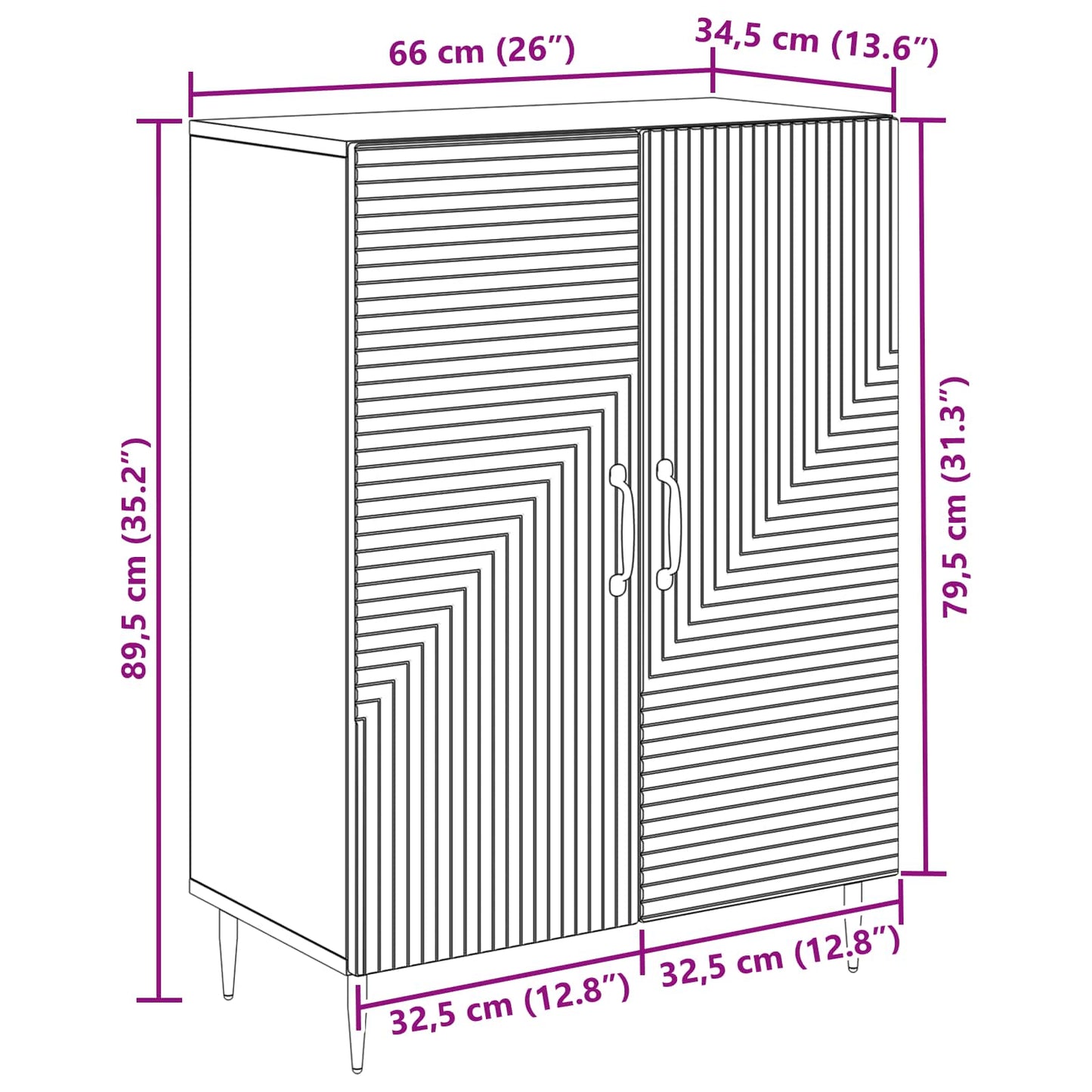 Dressoir Zwart 66 x 34,5 x 89,5 cm Bewerkt hout
