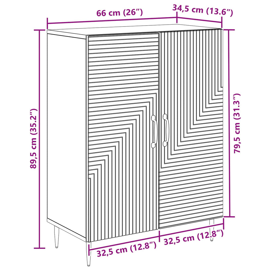 Dressoir Zwart 66 x 34,5 x 89,5 cm Bewerkt hout