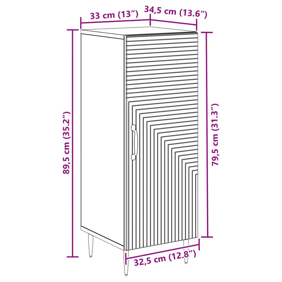 Dressoir Betongrijs 33 x 34,5 x 89,5 cm Bewerkt hout