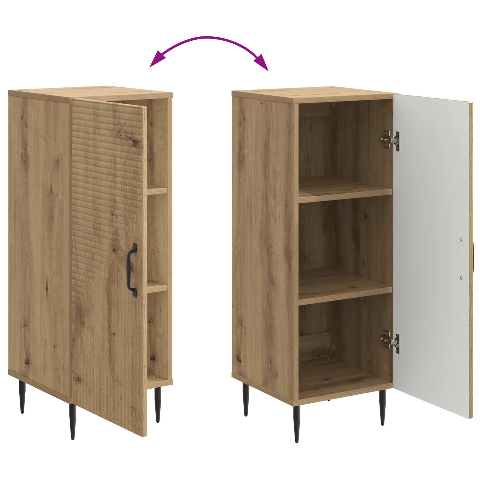 Dressoir Artisanaal eiken 33 x 34,5 x 89,5 cm Bewerkt hout