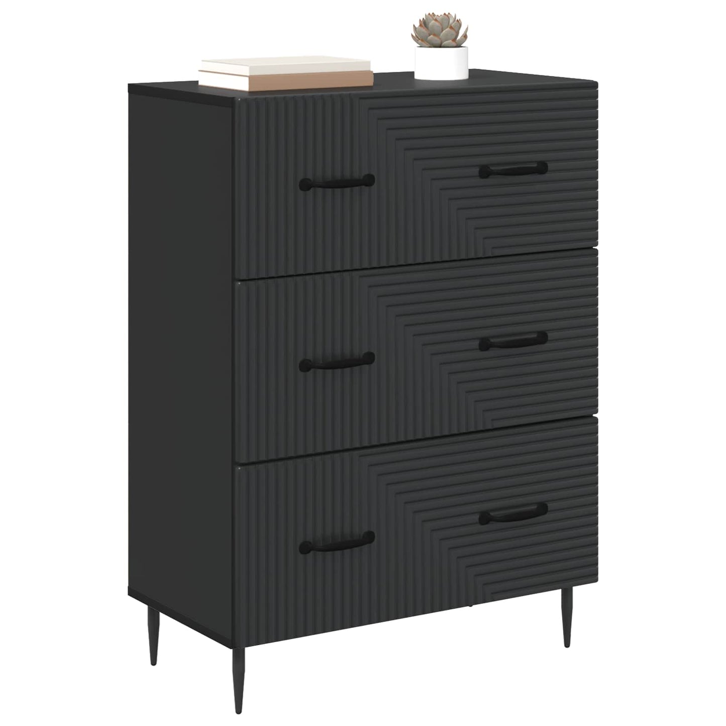 Ladenkast Zwart 66 x 34,5 x 89,5 cm Bewerkt hout
