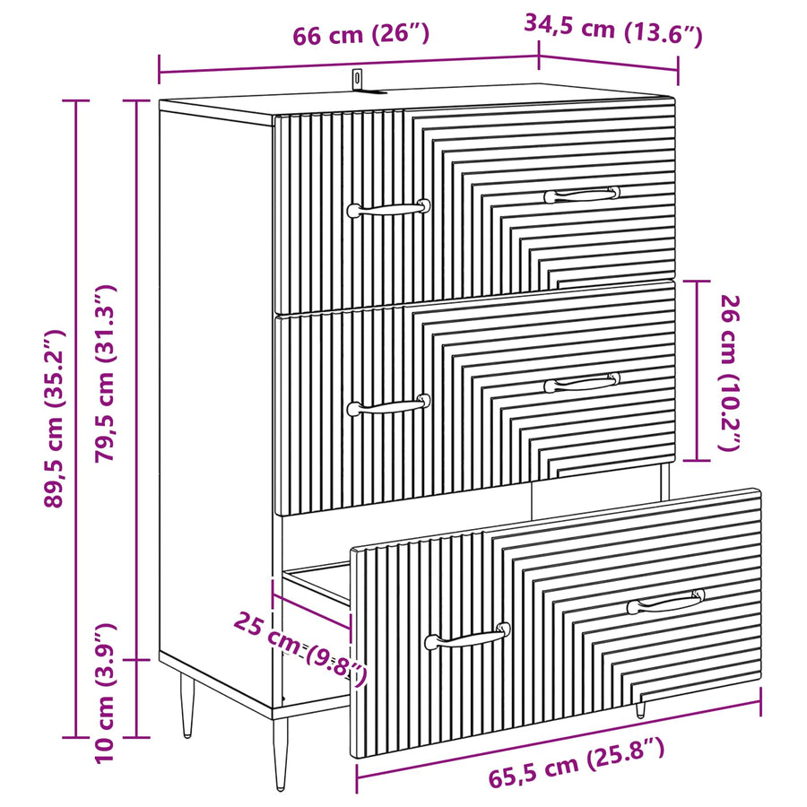 Ladenkast Hoogglans Wit 66 x 34,5 x 89,5 cm Bewerkt hout