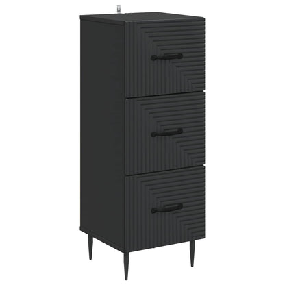 Ladenkast Zwart 33 x 34,5 x 89,5 cm Bewerkt hout