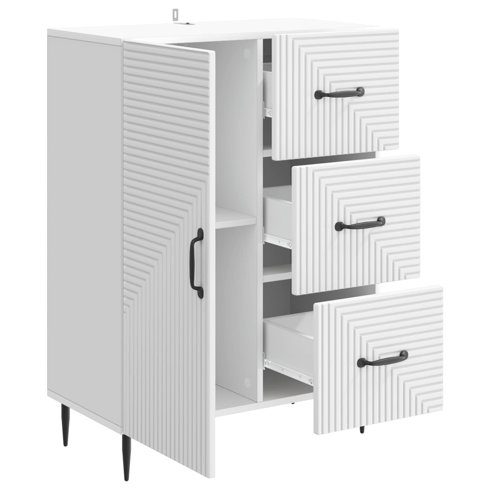 Dressoir met lade Wit 66 x 34,5 x 89,5 cm Bewerkt hout
