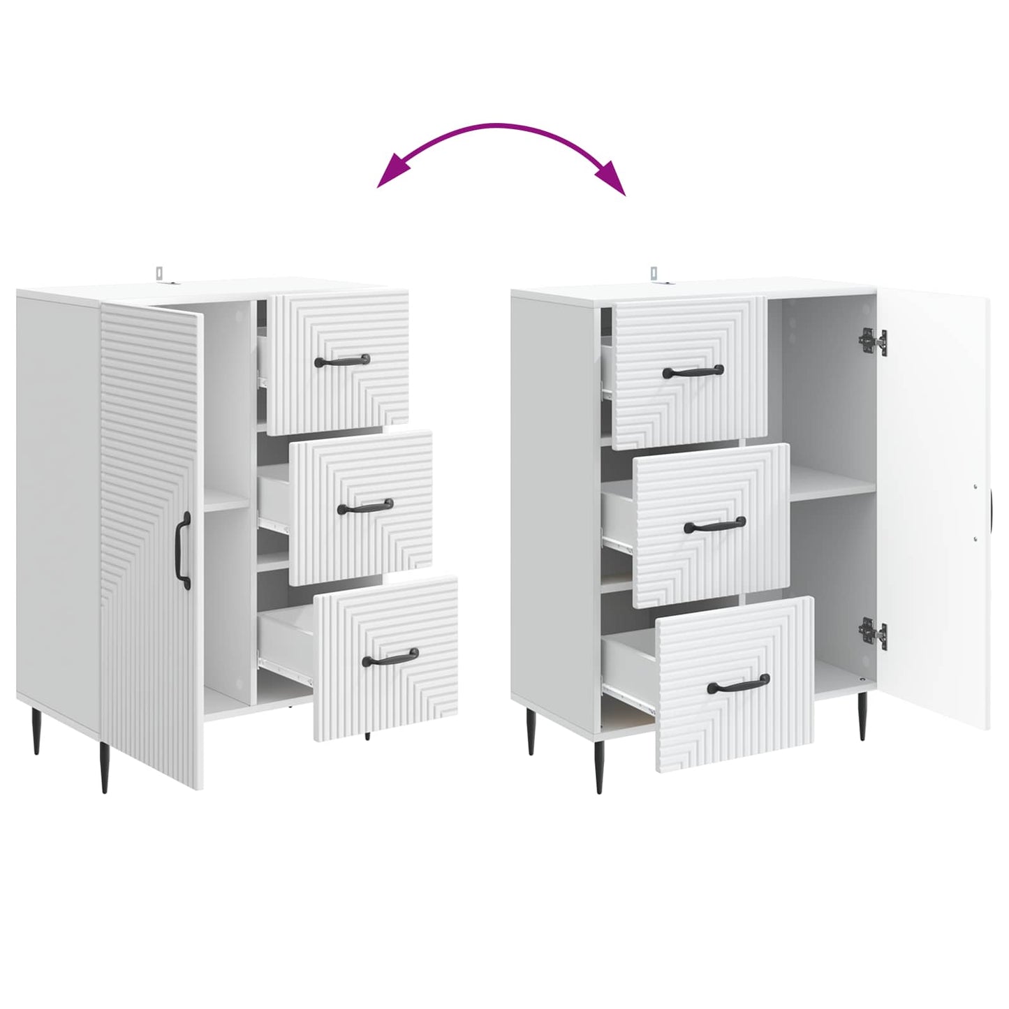 Dressoir met lade Wit 66 x 34,5 x 89,5 cm Bewerkt hout