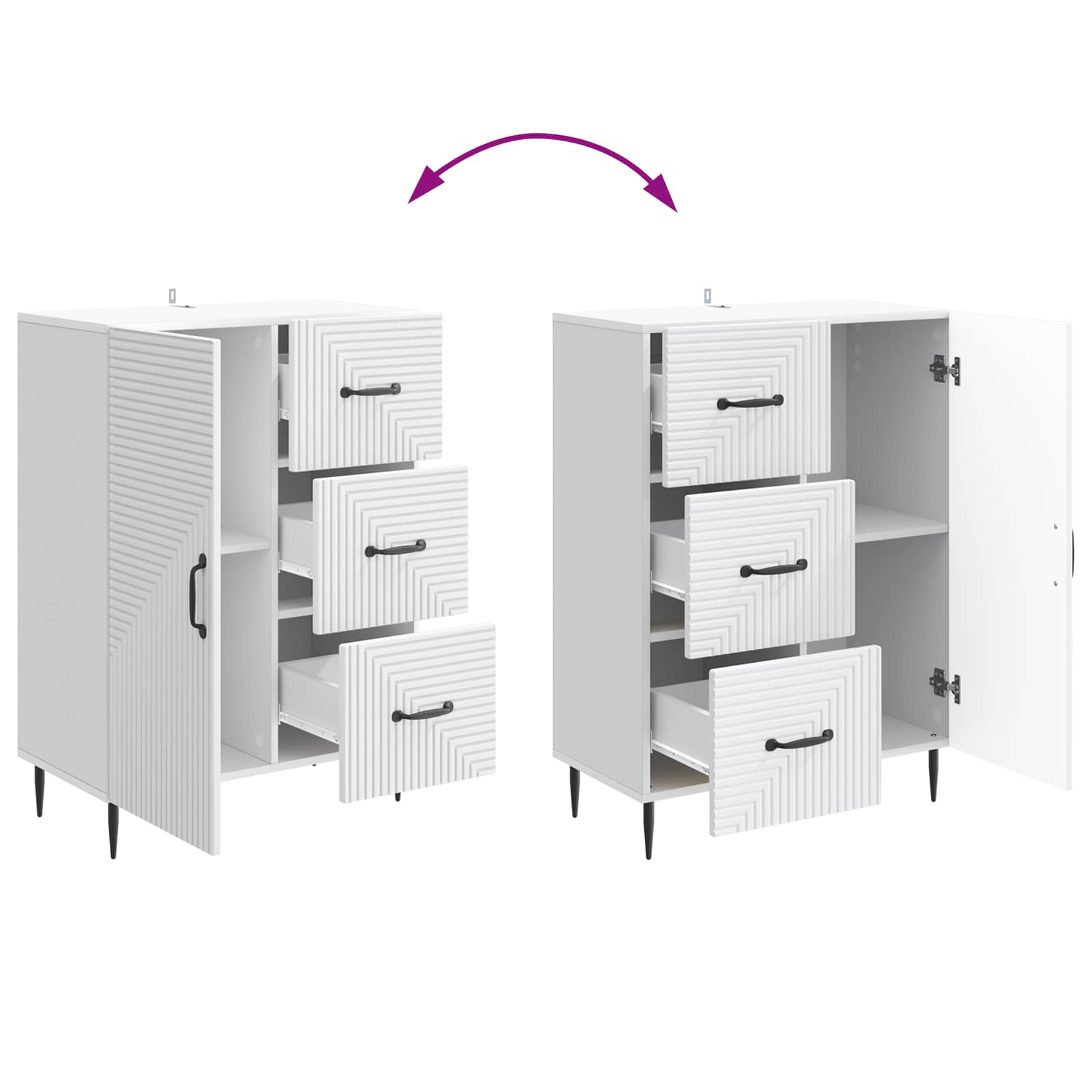 Dressoir met lade Wit 66 x 34,5 x 89,5 cm Bewerkt hout