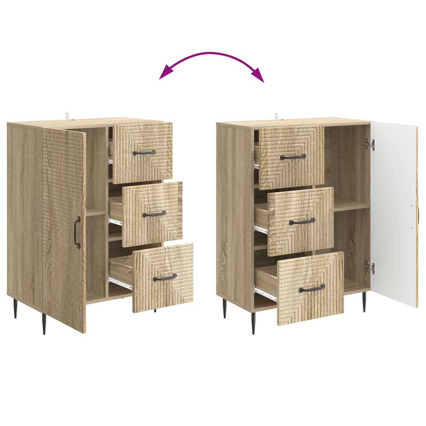 Dressoir met lade Sonoma Eiken 66 x 34,5 x 89,5 cm Bewerkt hout