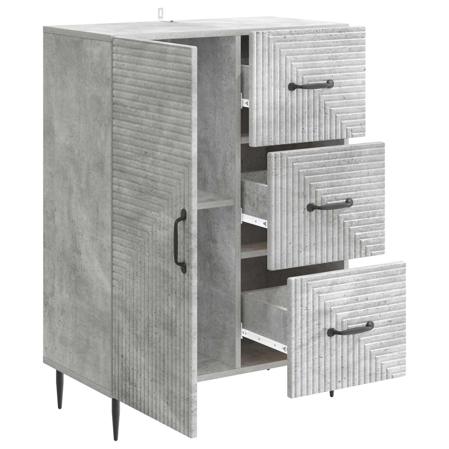 Dressoir met lade Betongrijs 66 x 34,5 x 89,5 cm Bewerkt hout