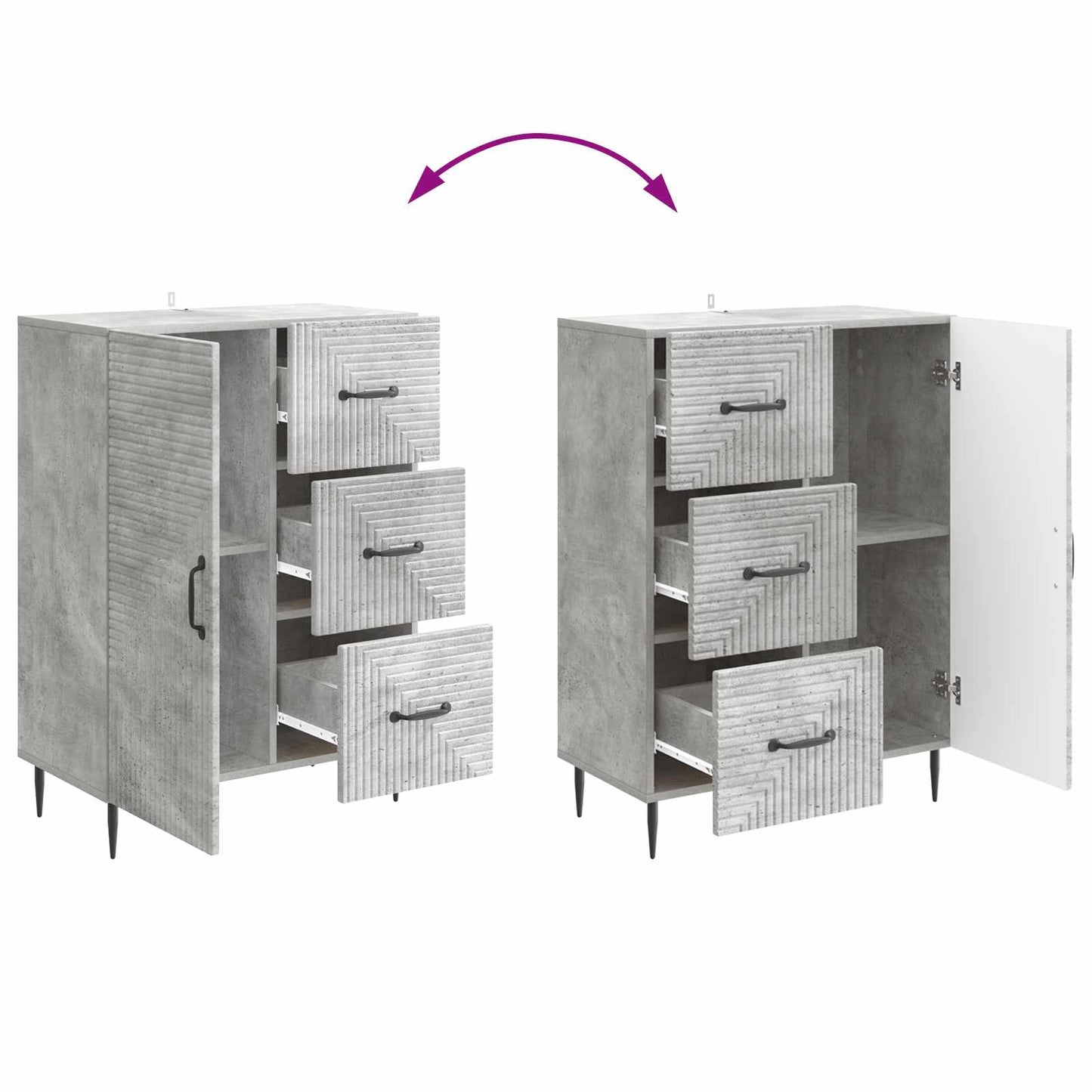 Dressoir met lade Betongrijs 66 x 34,5 x 89,5 cm Bewerkt hout