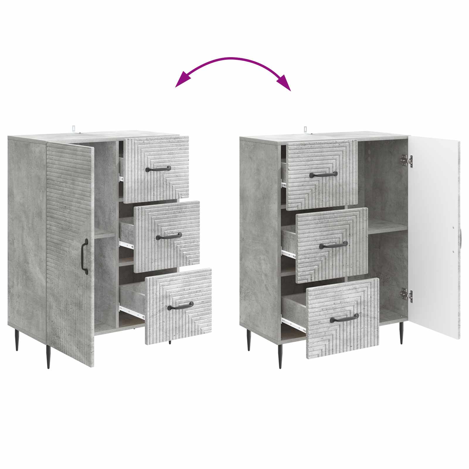 Dressoir met lade Betongrijs 66 x 34,5 x 89,5 cm Bewerkt hout