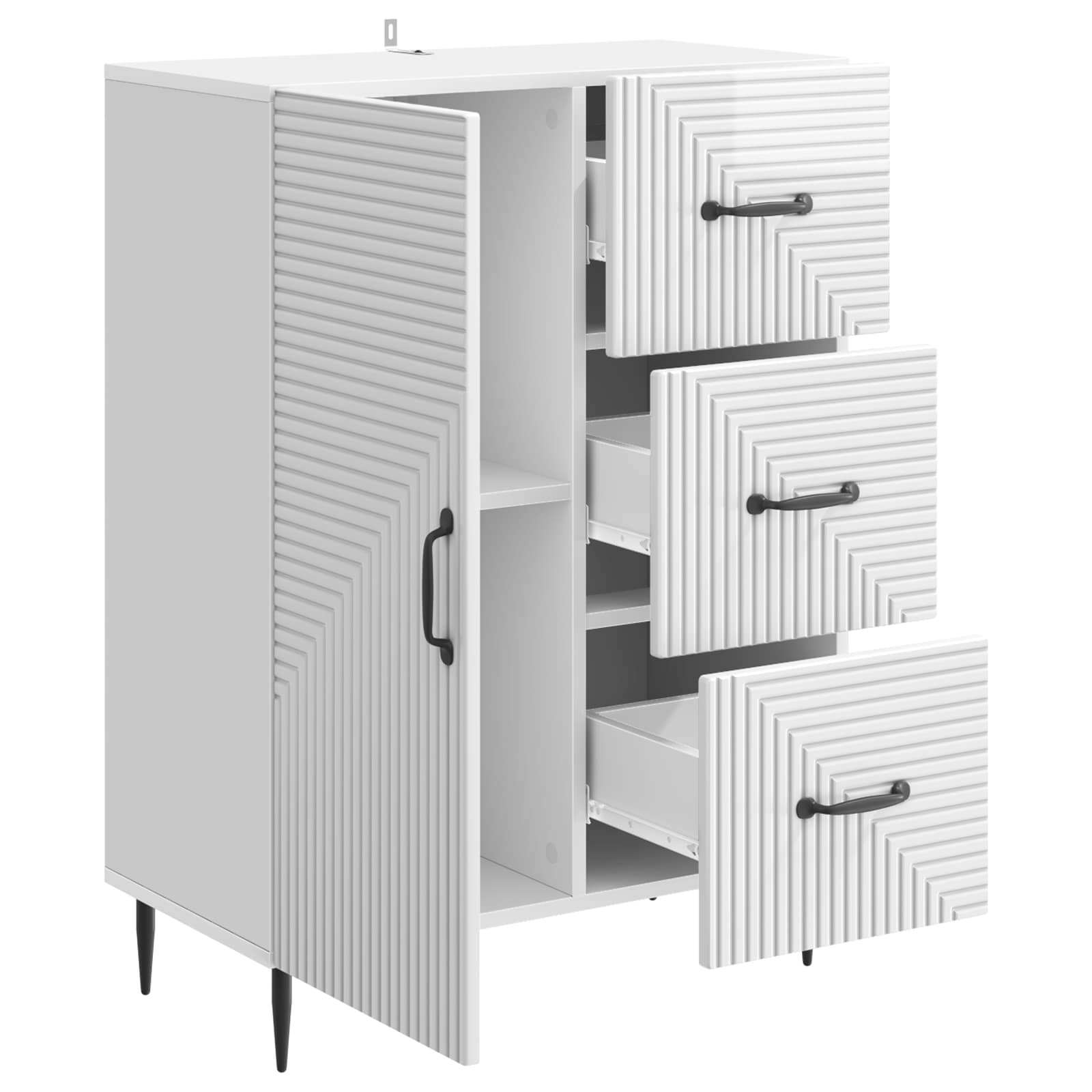 Dressoir Hoogglans Wit 66 x 34,5 x 89,5 cm Bewerkt hout