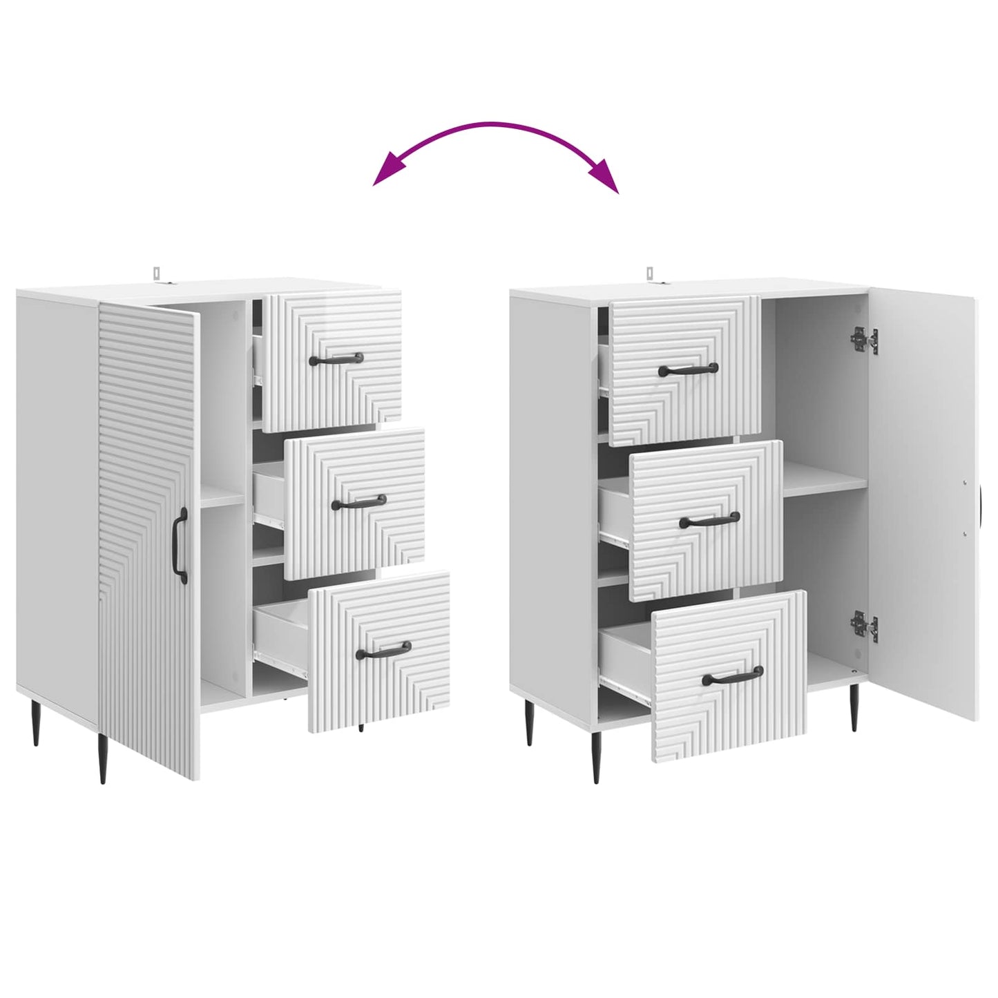 Dressoir Hoogglans Wit 66 x 34,5 x 89,5 cm Bewerkt hout