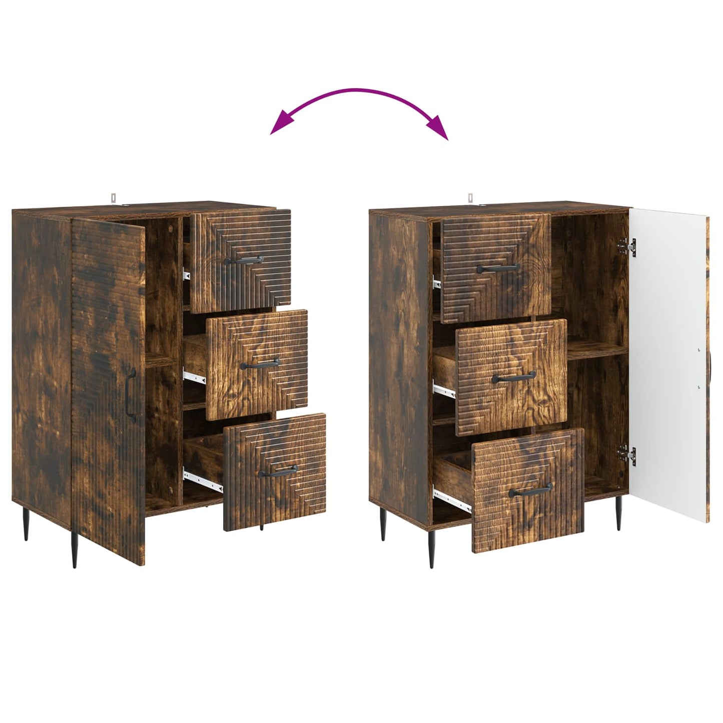 Dressoir Gerookt eiken 66 x 34,5 x 89,5 cm Bewerkt hout