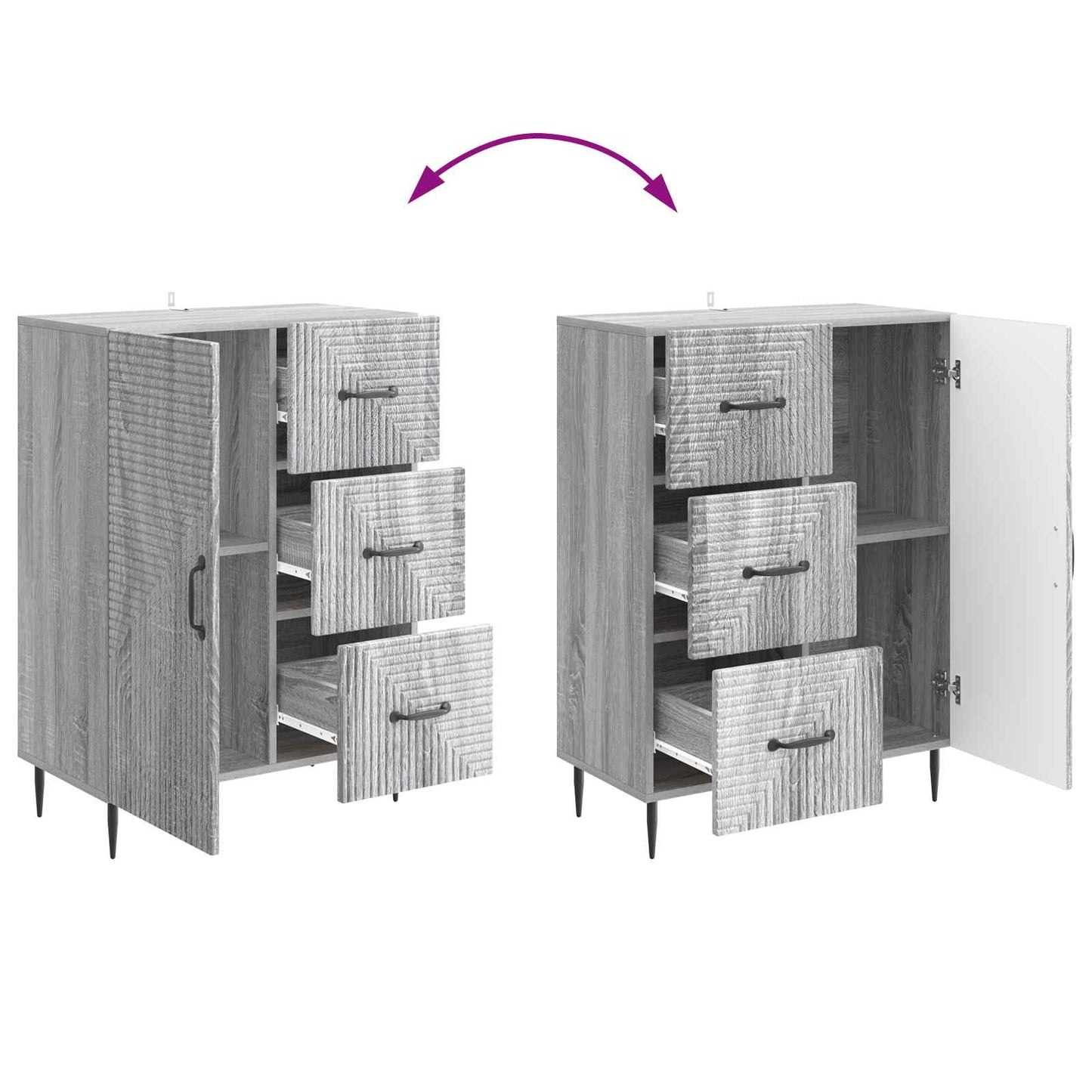 Dressoir met lade Grijs sonoma 66 x 34,5 x 89,5 cm Bewerkt hout