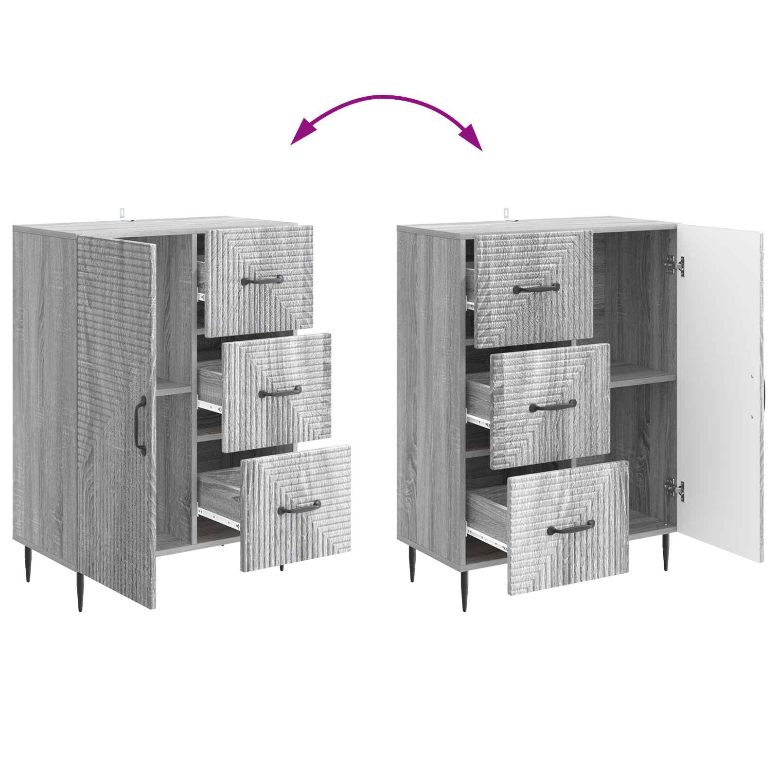 Dressoir met lade Grijs sonoma 66 x 34,5 x 89,5 cm Bewerkt hout