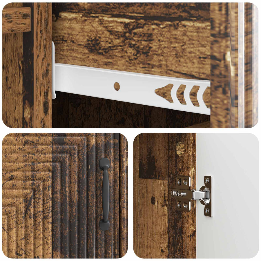 Dressoir met lade Oud hout 66 x 34,5 x 89,5 cm Bewerkt hout