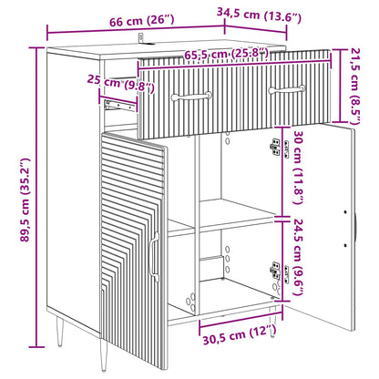 Dressoir met lade Zwart 66 x 34,5 x 89,5 cm Bewerkt hout