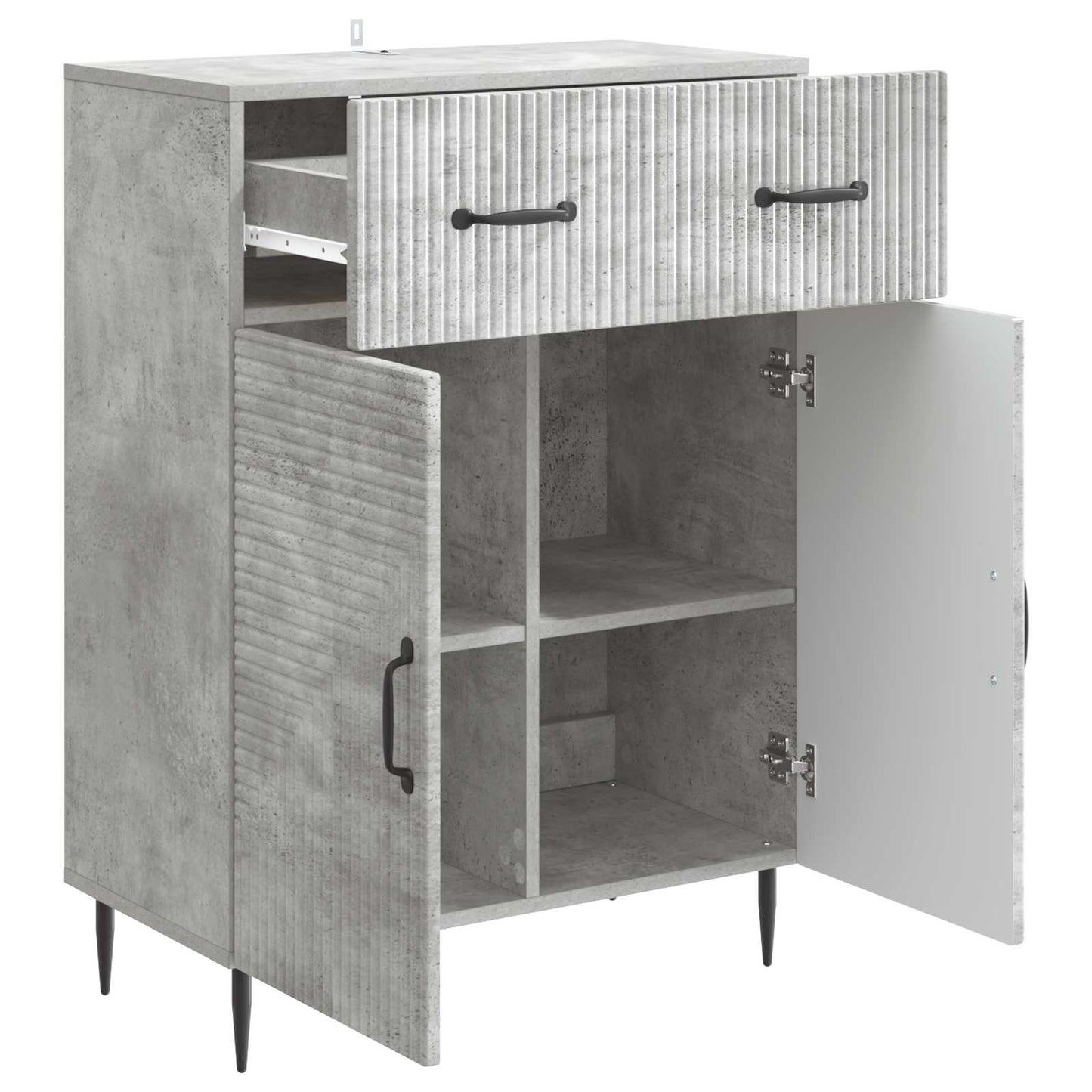 Dressoir met lade Betongrijs 66 x 34,5 x 89,5 cm Bewerkt hout