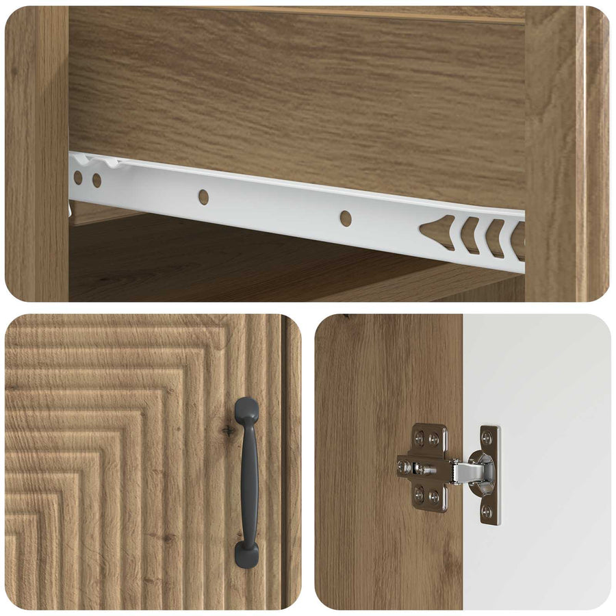 Dressoir Artisanaal eiken 66 x 34,5 x 89,5 cm Bewerkt hout